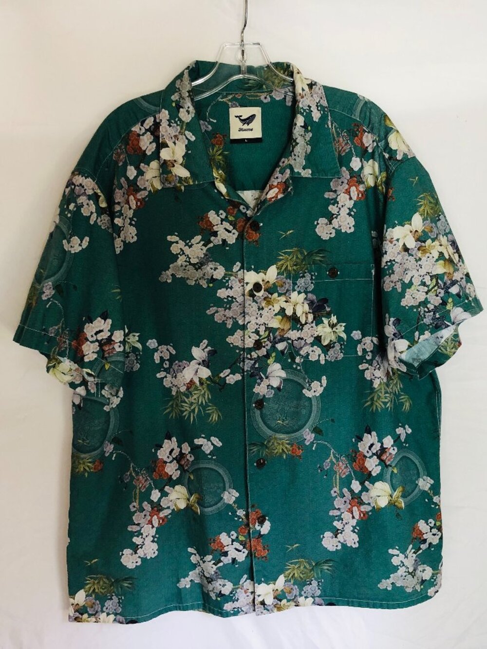 Yiume Men's Size Large Tropical Floral Hawaiian Shirt